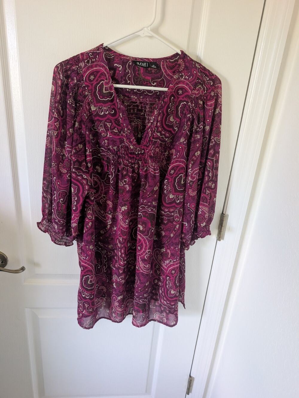 A.N.A. Women’s 1X Short Sleeve Stylish Sheer Blouse, Cottagecore, boho, chiffon